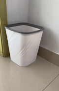 Poubelle de salle de bain 30 x 25 x 45 cm en plastique blanc et gris style moderne