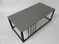 Table basse 120 x 60 x 45 cm plateau effet marbre gris structure métal noir style industriel