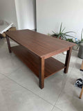 Table basse 120 x 60 cm marron aspect bois avec tablette de rangement