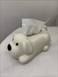 Boîte à mouchoirs chien en céramique blanche 23 x 13 x 14 cm - décorative