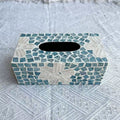Boîte à mouchoirs 25 x 14 x 10 cm en nacre bleu blanc - décoration mosaïque